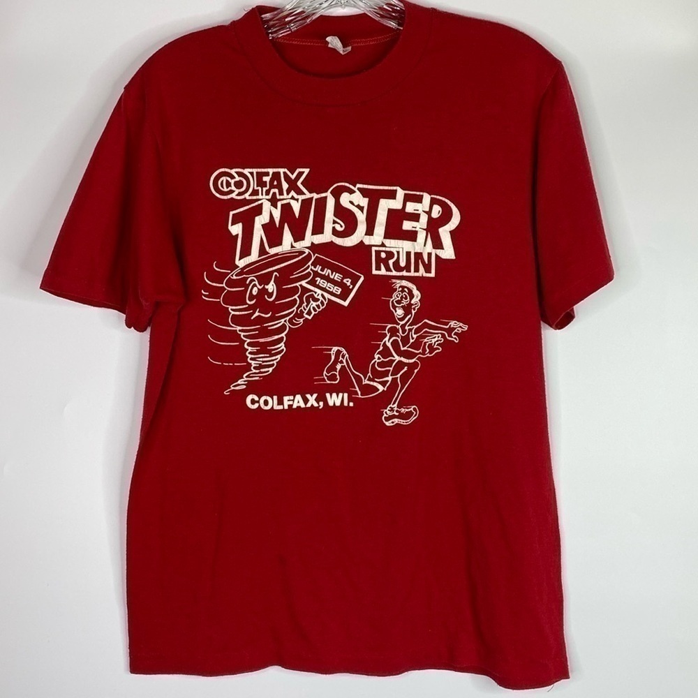 Vintage Colfax,WI Twister Run Red Tshirt Size Medium